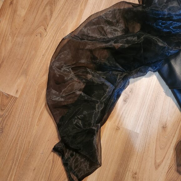PU leather jacket with organza sleeves, S size - Picture 7 of 8